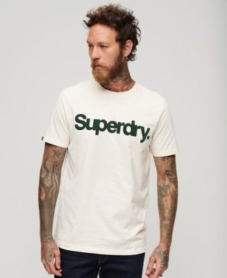 Superdry Homme T-shirt Classique Core Logo Beige Taille: M