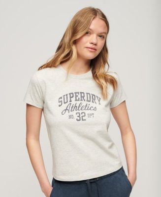 Superdry Femme T-shirt à Motif Années 90 Athletic Essential Beige Taille: 40