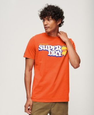Superdry Homme T-shirt à Logo Rétro Style Années 70 Cooper Orange Taille: S