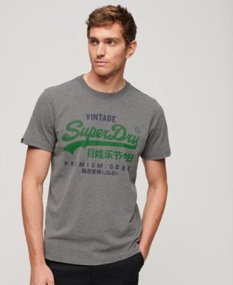 Superdry Homme T-shirt Vintage Logo Premium Goods Gris Foncé Taille: Xxl