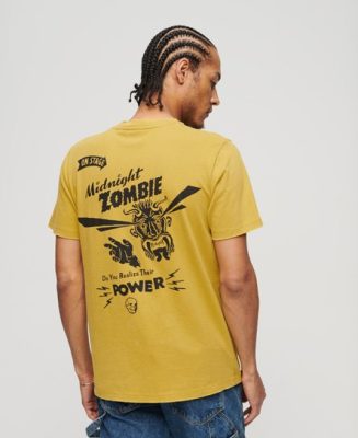 Superdry Homme T-shirt à Motif Blackout Rock Jaune Taille: L