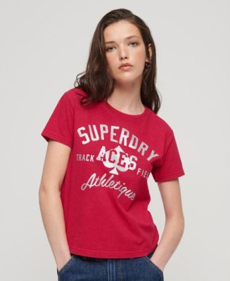 Superdry Femme T-shirt à Motif Collegiate Rouge Taille: 36