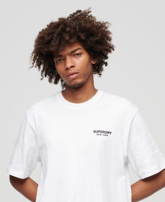 Superdry Homme T-shirt Ample de Luxe Sport Blanc Taille: L