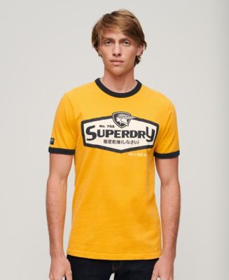 Superdry Homme T-shirt Classique Core Logo American Ringer Doré Taille: XL
