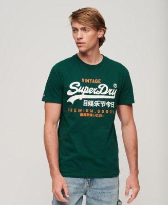 Superdry Homme T-shirt Classique Vintage Logo Heritage Vert Taille: XL
