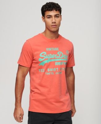 Superdry Homme T-shirt Vintage Logo Fluo Corail Taille: S