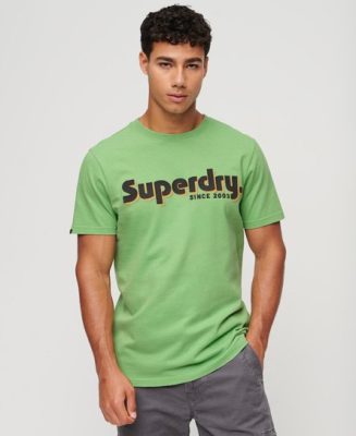 Superdry Homme T-shirt Classique à Logo Terrain Vert Taille: Xxxl