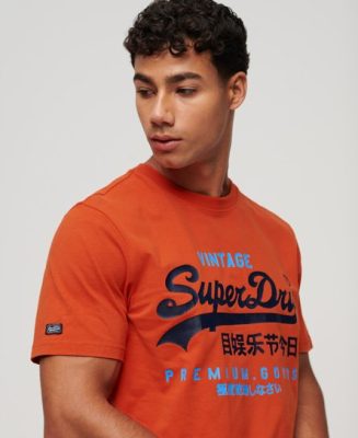 Superdry Homme T-shirt Classique Vintage Logo Heritage Orange Taille: L