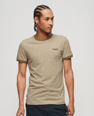 Superdry Homme T-shirt à Logo et Bords Contrastés Essential Marron Taille: Xxl