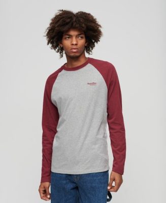 Superdry Homme Haut à Manches Longues Essential Baseball Rouge Taille: S