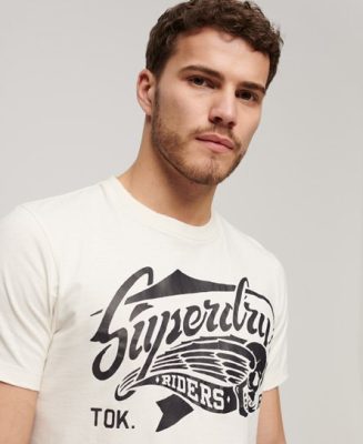 Superdry Homme T-shirt à Motif Blackout Rock CRÈME Taille: M
