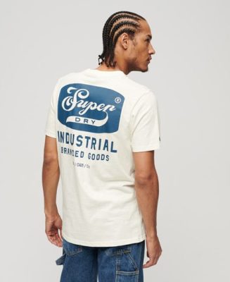 Superdry Homme T-shirt à Motif Workwear Scripted CRÈME Taille: M