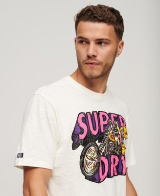 Superdry Homme T-shirt à Motif Motor Retro Blanc Taille: XL