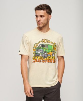 Superdry Homme T-shirt à Motif Motor Retro Beige Taille: XL