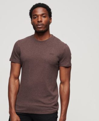 Superdry Homme T-shirt Essential Logo Micro en Coton bio Marron Taille: M