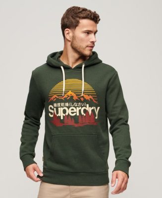 Superdry Homme Sweat à Capuche à Logo Imprimé Great Outdoors Vert Taille: XL