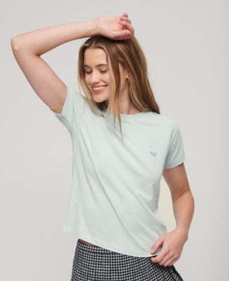 Superdry Femme T-shirt Essential à Logo Années 90 Bleu Clair Taille: 38