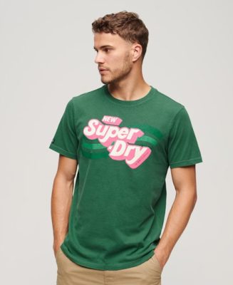 Superdry Homme T-shirt à Logo Rétro Style Années 70 Cooper Vert Taille: M