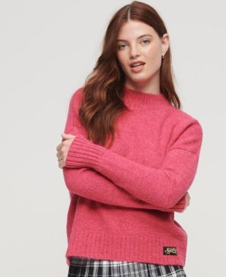 Superdry Femme Pull à col Cheminée Essential Rose Taille: 42
