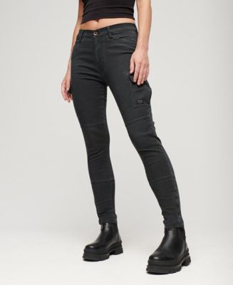 Superdry Femme Pantalon Cargo Skinny Noir Taille: 30/32