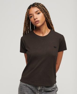 Superdry Femme T-shirt Essential à Logo Années 90 Marron Taille: 38