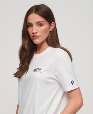 Superdry Femme T-shirt Décontracté Sportswear Logo Blanc Taille: 44