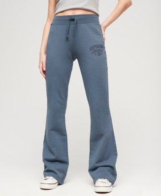 Superdry Femme Pantalon de Survêtement évasé en Jersey Athletic Essential Bleu Taille: 42