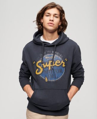 Superdry Homme Sweat à Capuche à Logo et Motif Workwear Bleu Marine Taille: M
