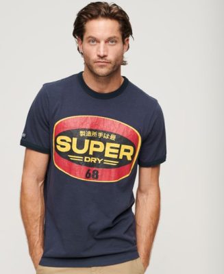 Superdry Homme T-shirt à Logo Workwear Gasoline Bleu Marine Taille: Xxl