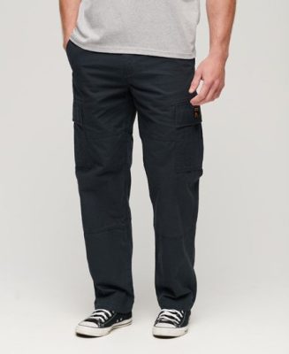 Superdry Homme Pantalon Cargo Baggy en Coton Biologique Bleu Marine Taille: 34/32