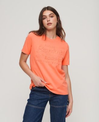 Superdry Femme T-shirt Vintage Logo en Relief Corail Taille: 44