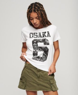 Superdry Femme T-shirt Osaka 6 Bandana 90s Blanc Taille: 36