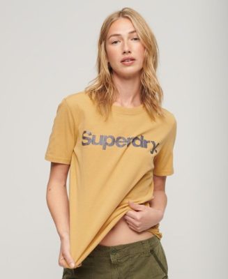 Superdry Femme T-shirt Core à Logo Métallisé Doré Taille: 38