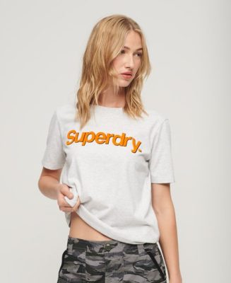 Superdry Femme T-shirt à Logo Fluo Core Gris Clair Taille: 44