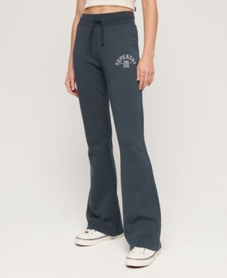 Superdry Femme Pantalon de Survêtement évasé en Jersey Athletic Essential Bleu Taille: 40