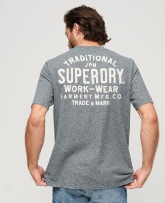 Superdry Homme T-shirt Workwear Chest Graphic Gris Taille: XL