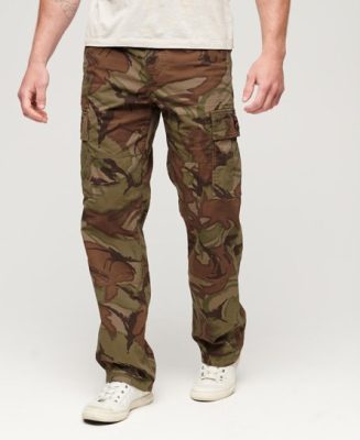 Superdry Homme Pantalon Cargo Baggy en Coton Biologique Vert Taille: 34/32