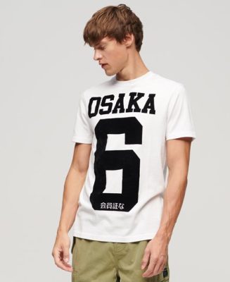 Superdry Homme T-shirt Osaka 6 Mono Standard Blanc/Noir Taille: Xxl
