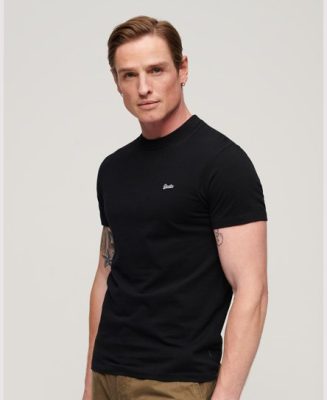 Superdry Homme T-shirt en Coton Biologique Essential Small Logo Noir Taille: L