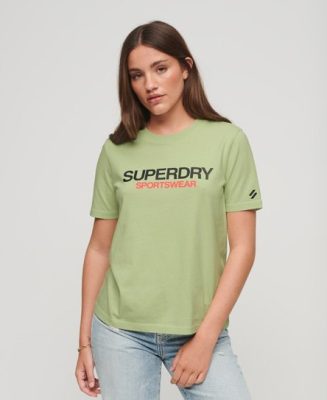 Superdry Femme T-shirt Décontracté Sportswear Logo Vert Taille: 40