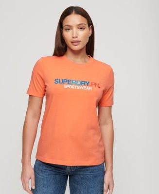 Superdry Femme T-shirt Décontracté Sportswear Logo Corail Taille: 38