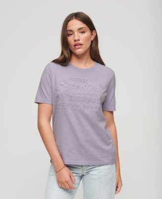 Superdry Femme T-shirt Vintage Logo en Relief Violet Taille: 42