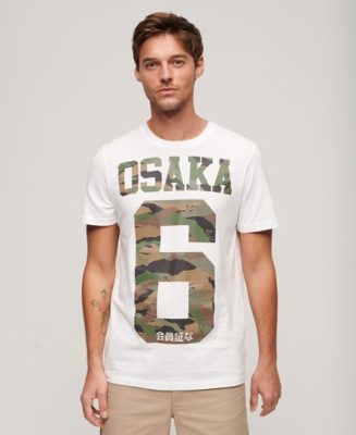 Superdry Homme T-shirt Osaka 6 Camo Standard Blanc Taille: XL