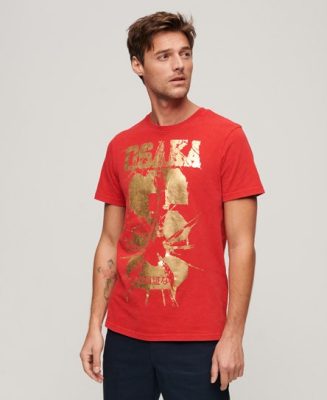 Superdry Homme T-shirt Osaka 6 Foil Standard Rouge/Doré Taille: XL