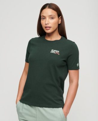 Superdry Femme T-shirt Décontracté Sportswear Logo Vert Taille: 36