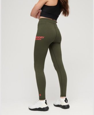 Superdry Femme Legging Taille Haute Core Sports Vert Taille: 36