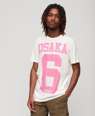 Superdry Homme T-shirt à Imprimé Osaka 6 Kiss Blanc/Rose Taille: XL