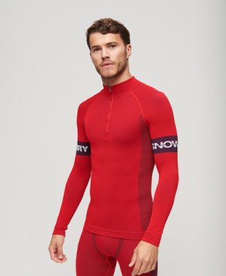 Superdry Homme Sport Haut Sous-couche Sans Couture zip 1/4 Rouge Taille: M
