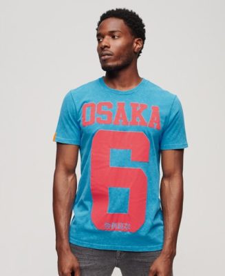 Superdry Homme T-shirt Standard Fluo Osaka 6 Bleu/Rose Taille: XL