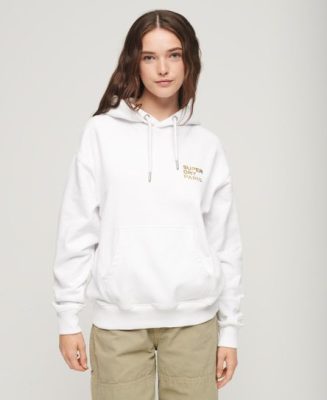 Superdry Femme Sweat à Capuche OverTaille Sport Luxe Blanc Taille: 44